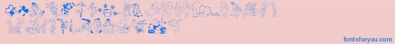 NewPooh-Schriftart – Blaue Schriften auf rosa Hintergrund