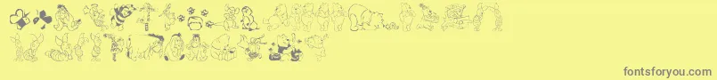 NewPooh-Schriftart – Graue Schriften auf gelbem Hintergrund