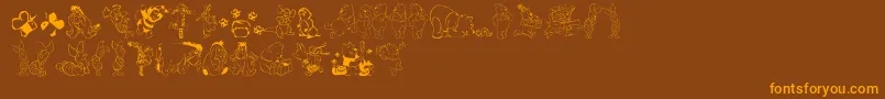 NewPooh Font – Orange Fonts on Brown Background