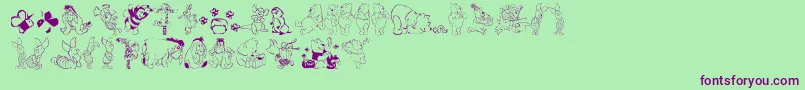 NewPooh Font – Purple Fonts on Green Background