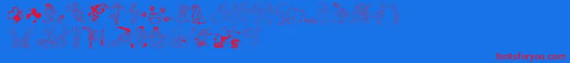 NewPooh Font – Red Fonts on Blue Background