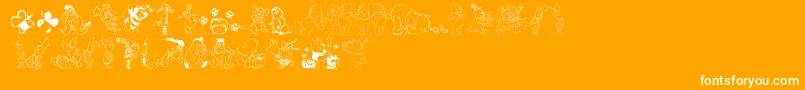 NewPooh-Schriftart – Weiße Schriften auf orangefarbenem Hintergrund