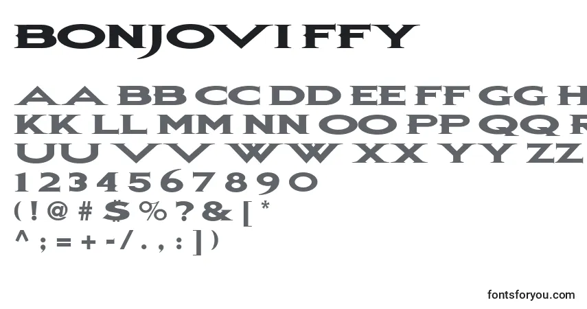 Schriftart Bonjovi ffy – Alphabet, Zahlen, spezielle Symbole