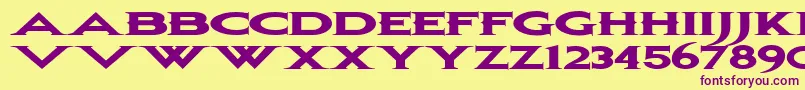 フォントBonjovi ffy – 紫色のフォント、黄色の背景