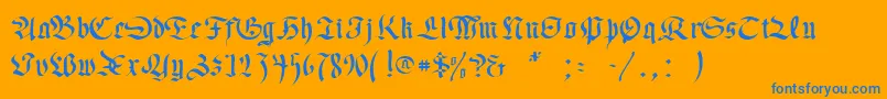 フォントPasseul – オレンジの背景に青い文字