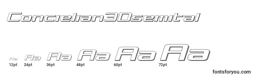Concielian3Dsemital Font Sizes