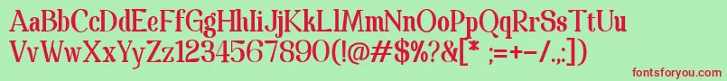 Spathaserif-Schriftart – Rote Schriften auf grünem Hintergrund