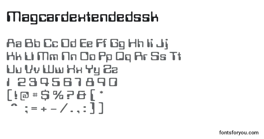 Шрифт Magcardextendedssk – алфавит, цифры, специальные символы