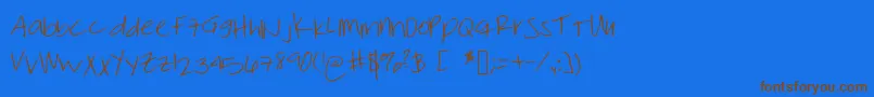 フォントThumperthursday – 茶色の文字が青い背景にあります。