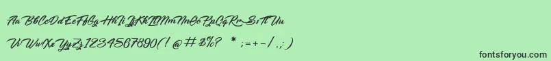 Czcionka SabreDuRhinoceros – czarne czcionki na zielonym tle