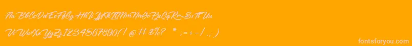 SabreDuRhinoceros-Schriftart – Rosa Schriften auf orangefarbenem Hintergrund