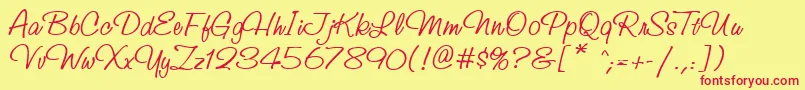 StudioscriptcttRegular Font – Red Fonts on Yellow Background