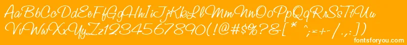 StudioscriptcttRegular-Schriftart – Weiße Schriften auf orangefarbenem Hintergrund