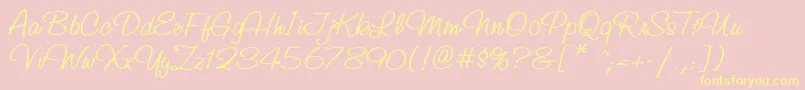 StudioscriptcttRegular-Schriftart – Gelbe Schriften auf rosa Hintergrund