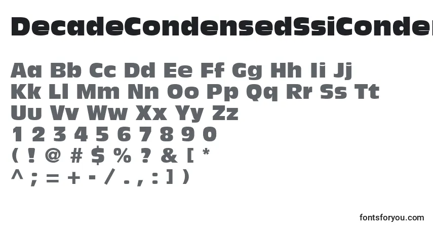 Schriftart DecadeCondensedSsiCondensed – Alphabet, Zahlen, spezielle Symbole