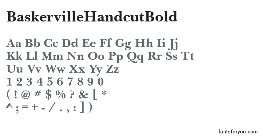 A fonte BaskervilleHandcutBold – alfabeto, números, caracteres especiais
