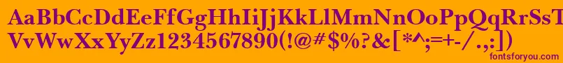 BaskervilleHandcutBold-Schriftart – Violette Schriften auf orangefarbenem Hintergrund