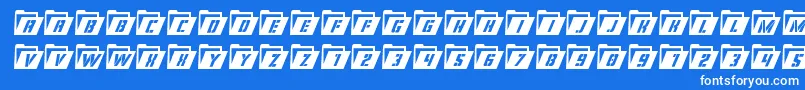 Fonte Eyesonlycondital – fontes brancas em um fundo azul