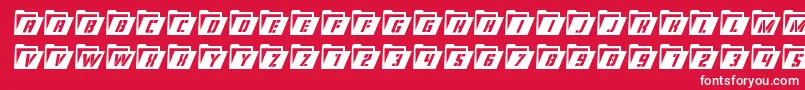 Fonte Eyesonlycondital – fontes brancas em um fundo vermelho
