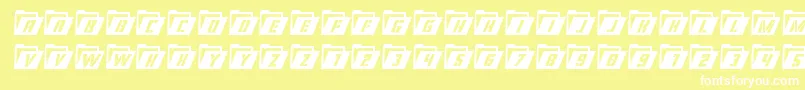 Eyesonlycondital-Schriftart – Weiße Schriften auf gelbem Hintergrund