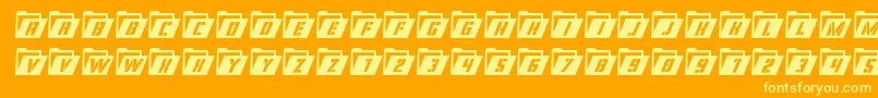 Eyesonlycondital Font – Yellow Fonts on Orange Background