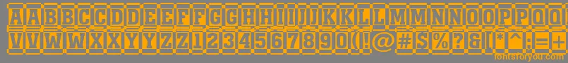 フォントAMonumentottldccm – オレンジの文字は灰色の背景にあります。