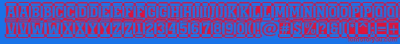 AMonumentottldccm-Schriftart – Rote Schriften auf blauem Hintergrund