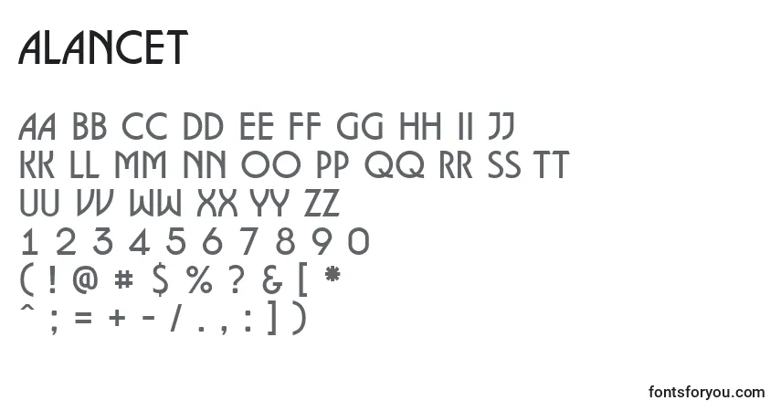 Schriftart ALancet – Alphabet, Zahlen, spezielle Symbole