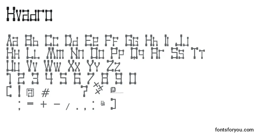 A fonte Kvadro – alfabeto, números, caracteres especiais