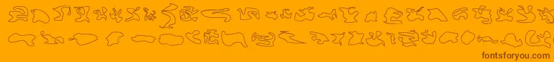 Cisfcamouflagekitouln-Schriftart – Braune Schriften auf orangefarbenem Hintergrund
