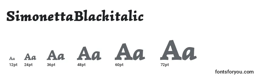 Größen der Schriftart SimonettaBlackitalic
