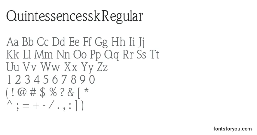 QuintessencesskRegular-fontti – aakkoset, numerot, erikoismerkit