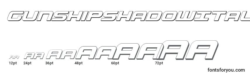 GunshipShadowItal Font Sizes
