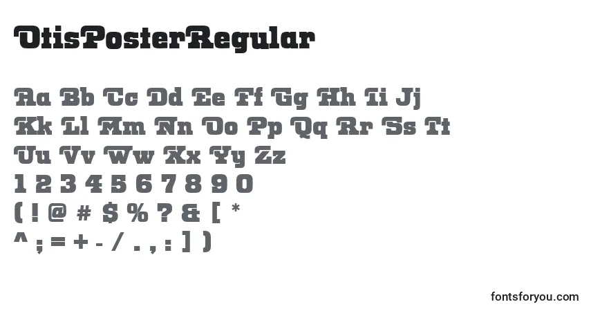 Schriftart OtisPosterRegular – Alphabet, Zahlen, spezielle Symbole
