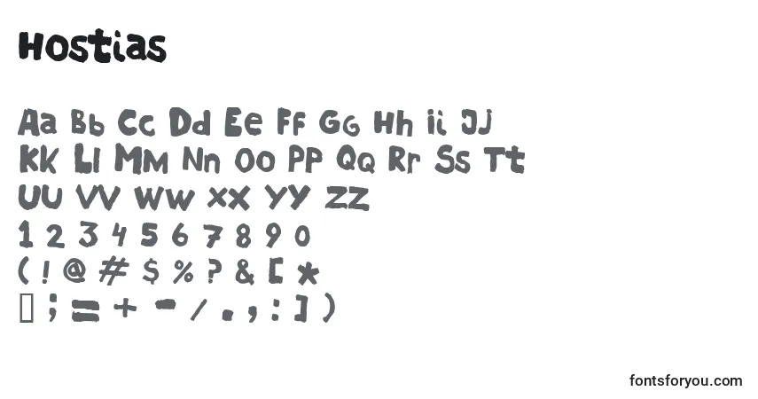 Schriftart Hostias (63599) – Alphabet, Zahlen, spezielle Symbole
