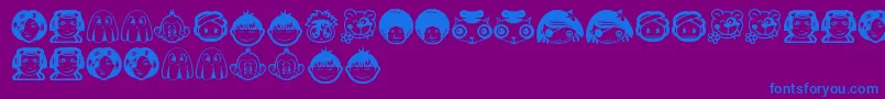 フォントRandomFace1 – 紫色の背景に青い文字