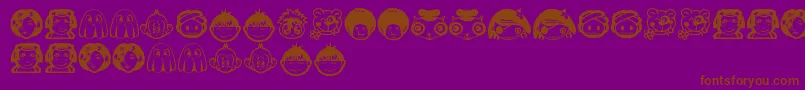 フォントRandomFace1 – 紫色の背景に茶色のフォント