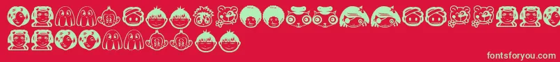 RandomFace1 Font – Green Fonts on Red Background