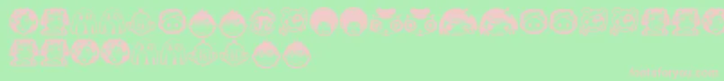 RandomFace1-fontti – vaaleanpunaiset fontit vihreällä taustalla