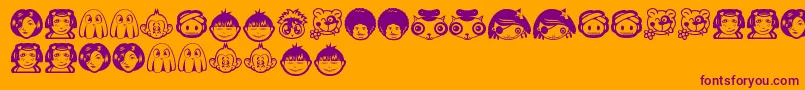 フォントRandomFace1 – オレンジの背景に紫のフォント