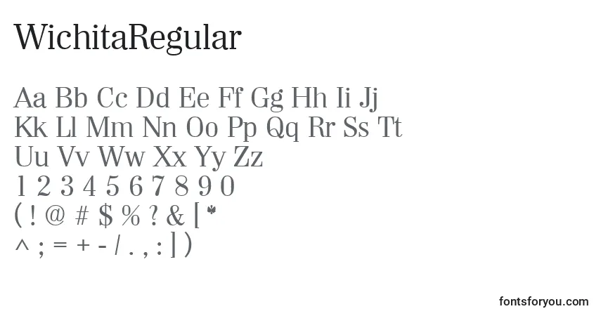 Czcionka WichitaRegular – alfabet, cyfry, specjalne znaki
