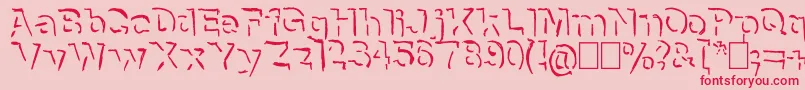 Fonte NeneWenoShadowHandwrite – fontes vermelhas em um fundo rosa
