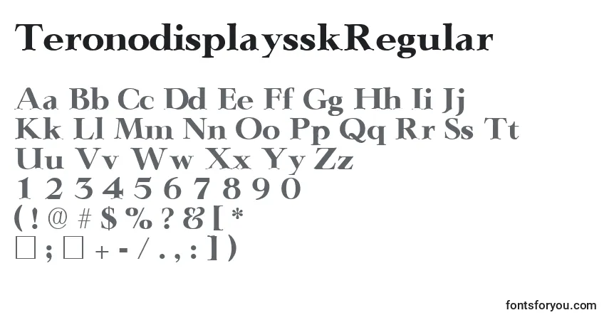 Шрифт TeronodisplaysskRegular – алфавит, цифры, специальные символы