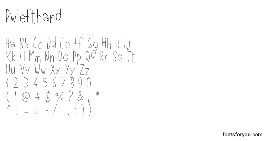 Schriftart Pwlefthand – Alphabet, Zahlen, spezielle Symbole