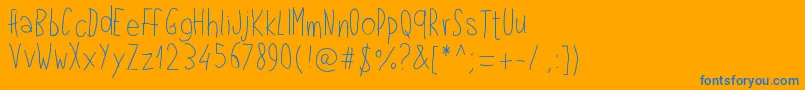 Pwlefthand Font – Blue Fonts on Orange Background