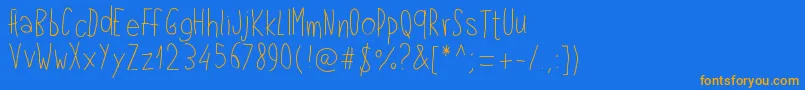 Pwlefthand Font – Orange Fonts on Blue Background