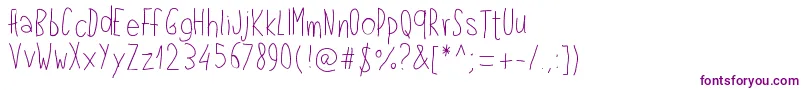 Pwlefthand-Schriftart – Violette Schriften auf weißem Hintergrund