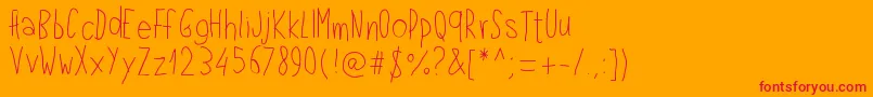 Pwlefthand Font – Red Fonts on Orange Background
