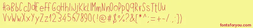 Pwlefthand Font – Red Fonts on Yellow Background