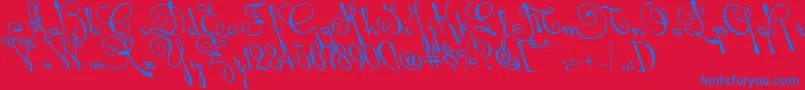 Rhalinaleft Font – Blue Fonts on Red Background